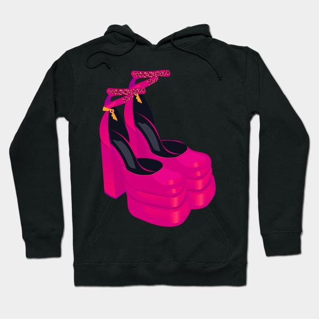 Pink square toe heels Hoodie by Schioto